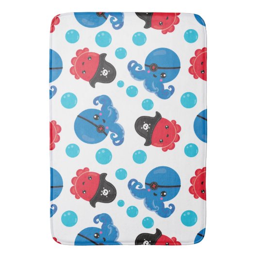 Pirate Octopus, Octopus Pattern, Zee Animals Badmat (Voorkant Verticaal)