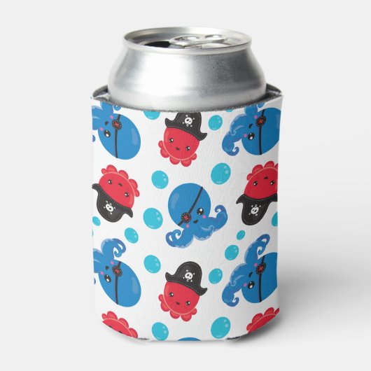 Pirate Octopus, Octopus Pattern, Zee Animals Blikjeskoeler (Blikje Voorkant)