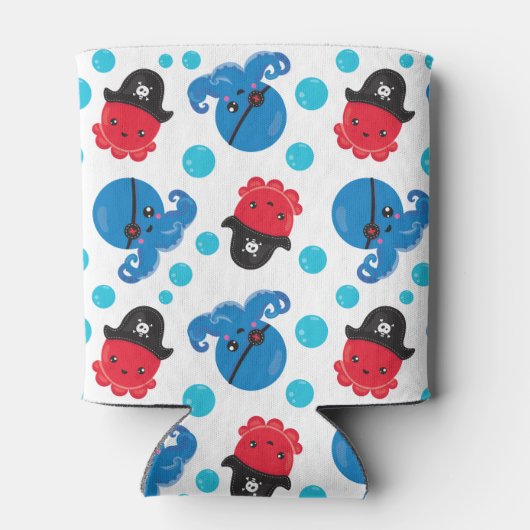 Pirate Octopus, Octopus Pattern, Zee Animals Blikjeskoeler (Achterkant)