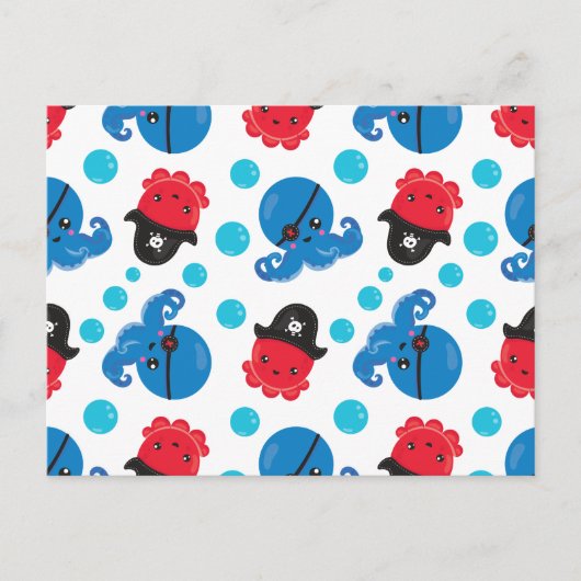 Pirate Octopus, Octopus Pattern, Zee Animals Briefkaart (Voorkant)