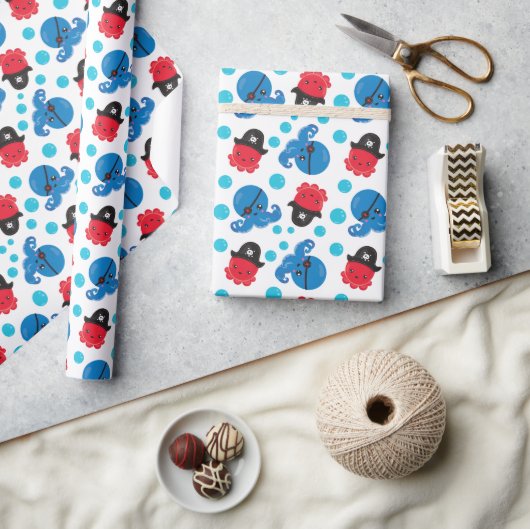 Pirate Octopus, Octopus Pattern, Zee Animals Cadeaupapier (Crafts)