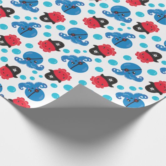 Pirate Octopus, Octopus Pattern, Zee Animals Cadeaupapier (Hoek)