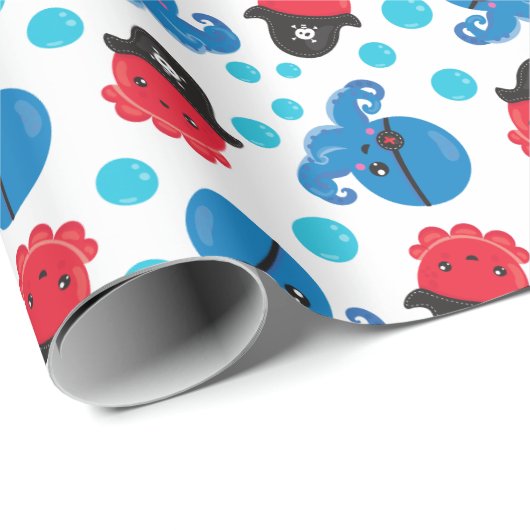 Pirate Octopus, Octopus Pattern, Zee Animals Cadeaupapier (Rol Hoek)