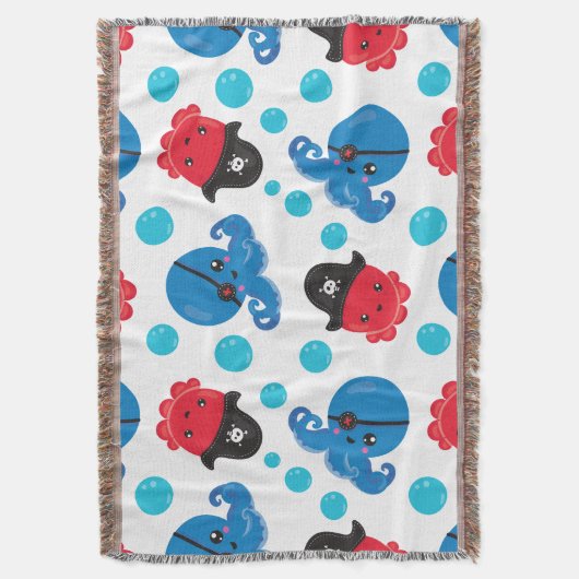 Pirate Octopus, Octopus Pattern, Zee Animals Deken (Voorkant Verticaal)