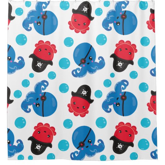 Pirate Octopus, Octopus Pattern, Zee Animals Douchegordijn (Voorkant)