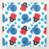 Pirate Octopus, Octopus Pattern, Zee Animals Glazen Onderzetter (Voorkant)