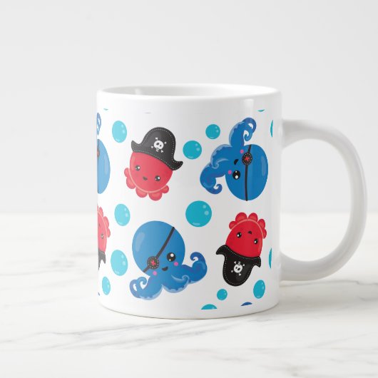 Pirate Octopus, Octopus Pattern, Zee Animals Grote Koffiekop (Rechts)