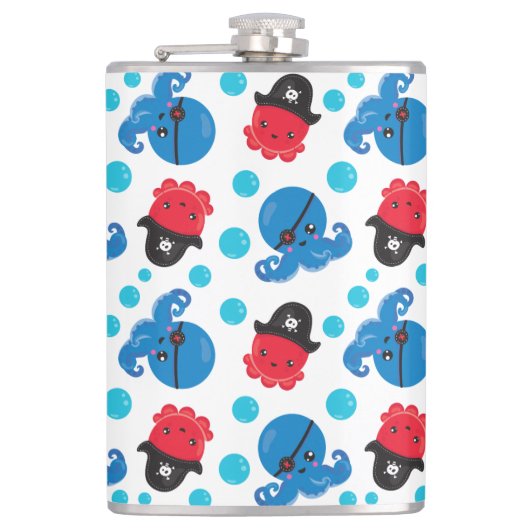 Pirate Octopus, Octopus Pattern, Zee Animals Heupfles (Voorkant)