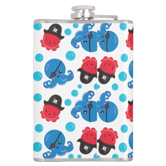 Pirate Octopus, Octopus Pattern, Zee Animals Heupfles (Achterkant)