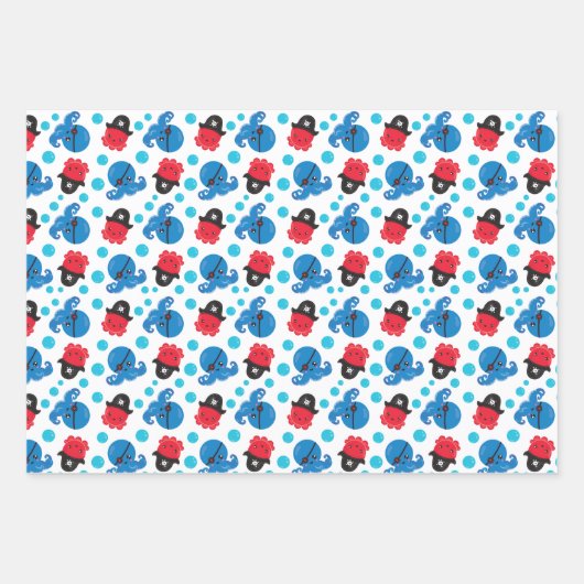 Pirate Octopus, Octopus Pattern, Zee Animals Inpakpapier Vel (Voorkant 3)