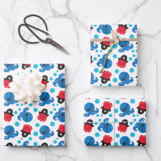 Pirate Octopus, Octopus Pattern, Zee Animals Inpakpapier Vel (Voorkant)