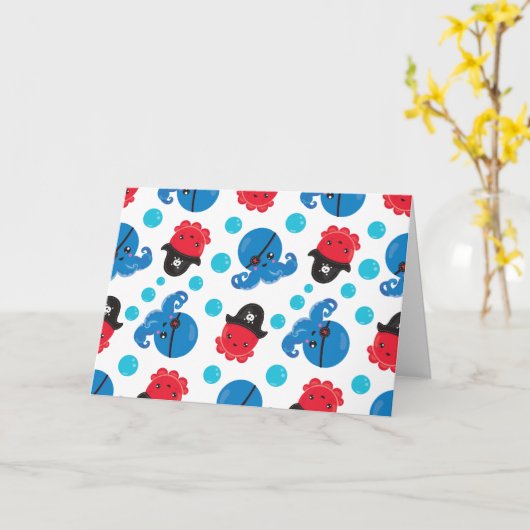 Pirate Octopus, Octopus Pattern, Zee Animals Kaart (Gele Bloem)