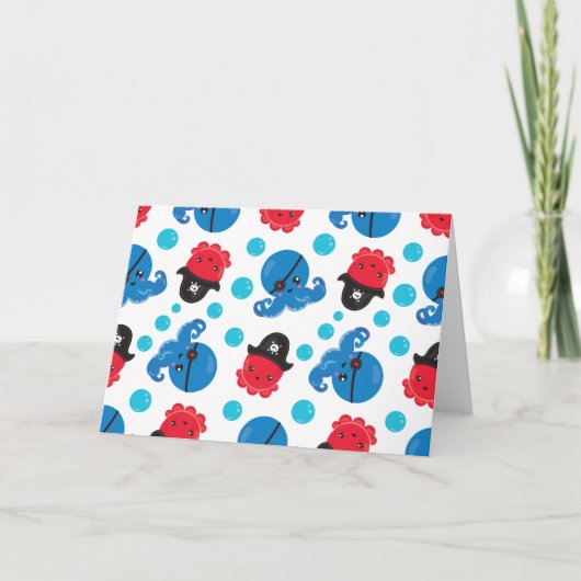 Pirate Octopus, Octopus Pattern, Zee Animals Kaart (Voorkant)
