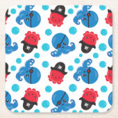 Pirate Octopus, Octopus Pattern, Zee Animals Kartonnen Onderzetters (Voorkant)