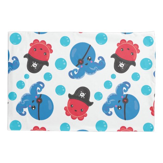 Pirate Octopus, Octopus Pattern, Zee Animals Kussensloop (Achterkant)