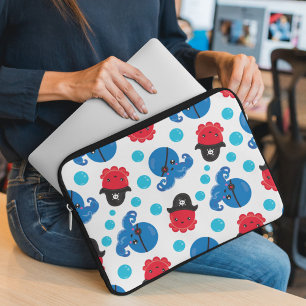 Pirate Octopus, Octopus Pattern, Zee Animals Laptop Sleeve