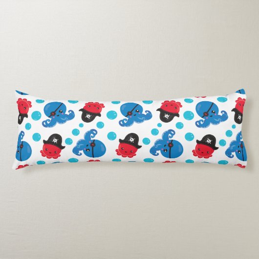 Pirate Octopus, Octopus Pattern, Zee Animals Lichaamskussen (Voorkant)