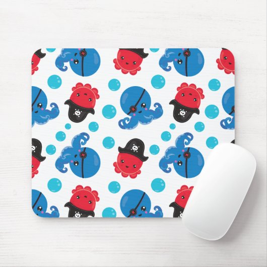 Pirate Octopus, Octopus Pattern, Zee Animals Muismat (Met muis)