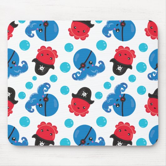 Pirate Octopus, Octopus Pattern, Zee Animals Muismat (Voorkant)