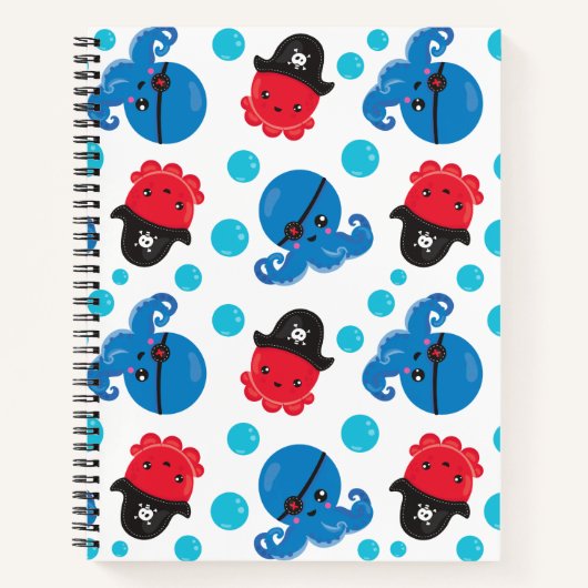 Pirate Octopus, Octopus Pattern, Zee Animals Notitieboek (Voorkant)