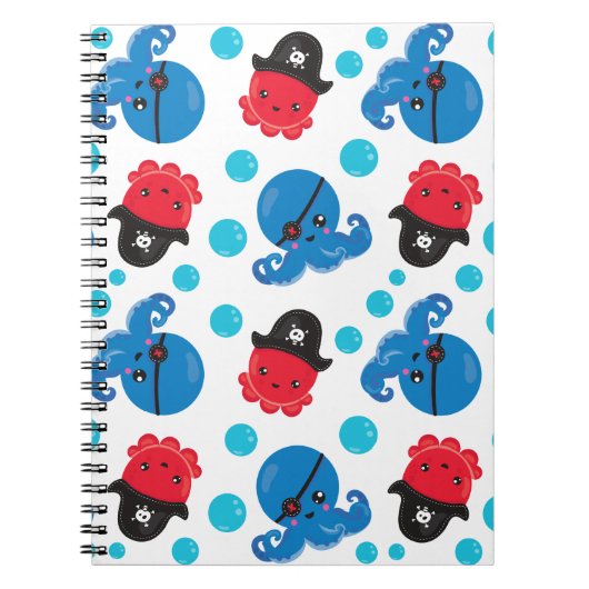Pirate Octopus, Octopus Pattern, Zee Animals Notitieboek (Voorkant)