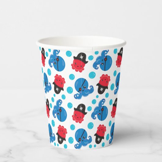 Pirate Octopus, Octopus Pattern, Zee Animals Papieren Bekers (Rechts)