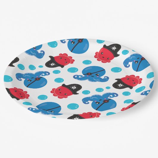 Pirate Octopus, Octopus Pattern, Zee Animals Papieren Bordje (Gekanteld)