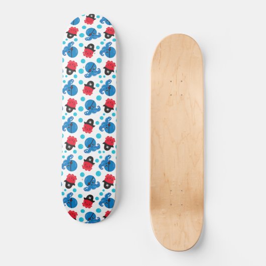 Pirate Octopus, Octopus Pattern, Zee Animals Persoonlijk Skateboard (Voorkant)