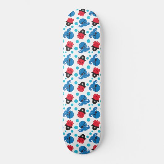 Pirate Octopus, Octopus Pattern, Zee Animals Persoonlijk Skateboard (Voorkant)