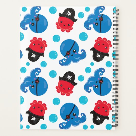 Pirate Octopus, Octopus Pattern, Zee Animals Planner (Achterkant)
