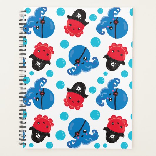 Pirate Octopus, Octopus Pattern, Zee Animals Planner (Voorkant)