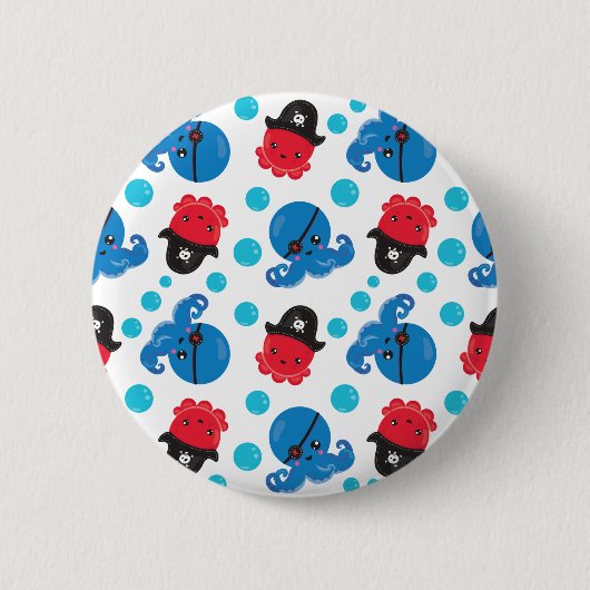 Pirate Octopus, Octopus Pattern, Zee Animals Ronde Button 5,7 Cm (Voorkant)