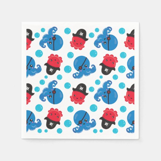 Pirate Octopus, Octopus Pattern, Zee Animals Servet (Voorkant)