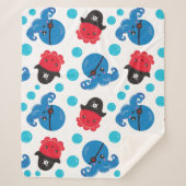 Pirate Octopus, Octopus Pattern, Zee Animals Sherpa Deken (Voorkant)