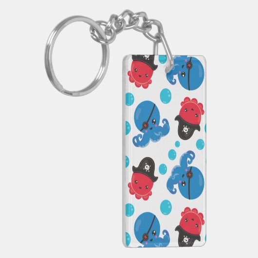 Pirate Octopus, Octopus Pattern, Zee Animals Sleutelhanger (Voorkant Links)