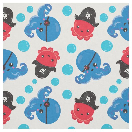 Pirate Octopus, Octopus Pattern, Zee Animals Stof (Swatch)