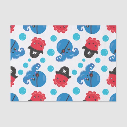 Pirate Octopus, Octopus Pattern, Zee Animals Tissuepapier (Voorkant)