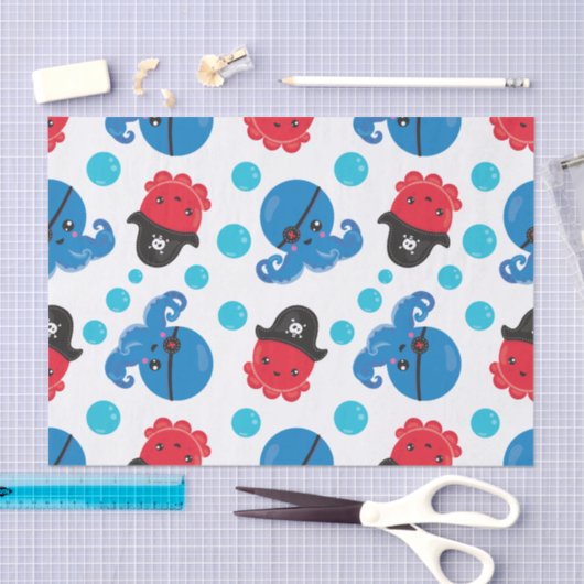 Pirate Octopus, Octopus Pattern, Zee Animals Tissuepapier (Craft)