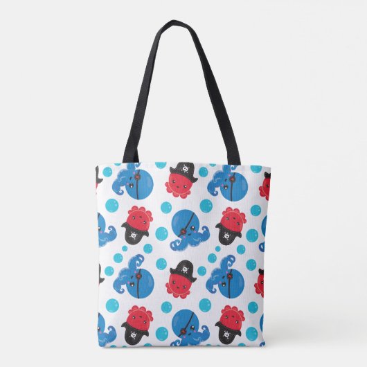 Pirate Octopus, Octopus Pattern, Zee Animals Tote Bag (Achterkant)