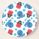 Pirate Octopus, Octopus Pattern, Zee Animals Zandsteen Onderzetter (Voorkant)