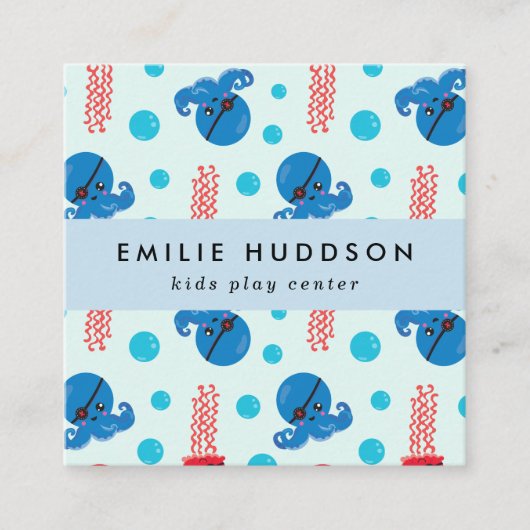 Pirate Octopus, Pirate Jellyfish, Activiteitencent Vierkante Visitekaartje (Voorkant)