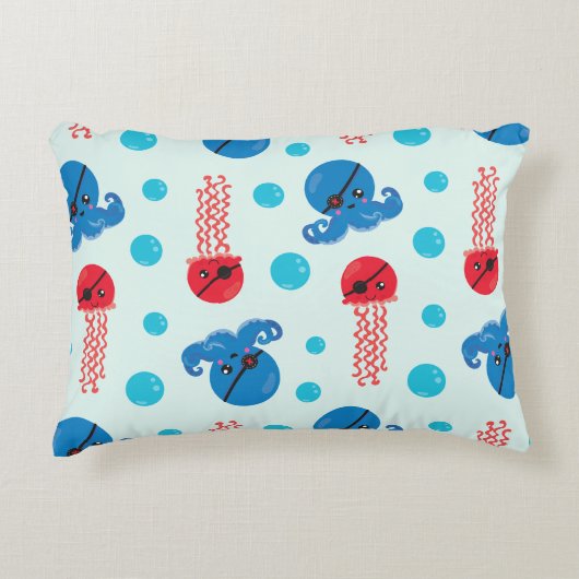 Pirate Octopus, Pirate Jellyfish, Zee Animals Accent Kussen (Voorkant)