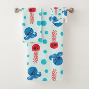 Pirate Octopus, Pirate Jellyfish, Zee Animals Bad Handdoek