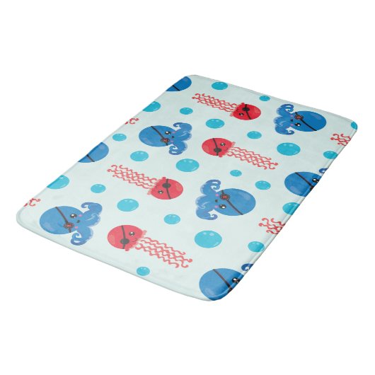 Pirate Octopus, Pirate Jellyfish, Zee Animals Badmat (Gekanteld)