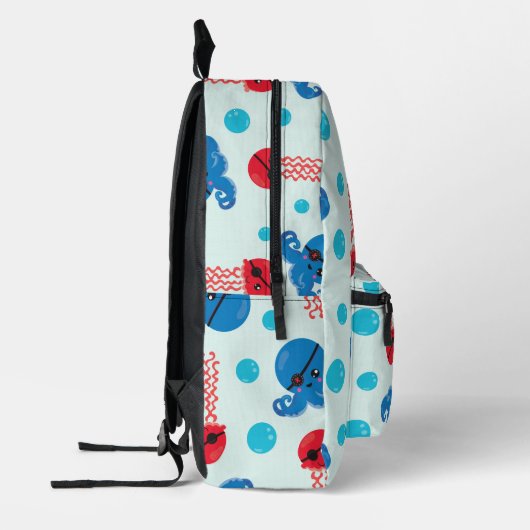 Pirate Octopus, Pirate Jellyfish, Zee Animals Bedrukte Rugzak (Links)