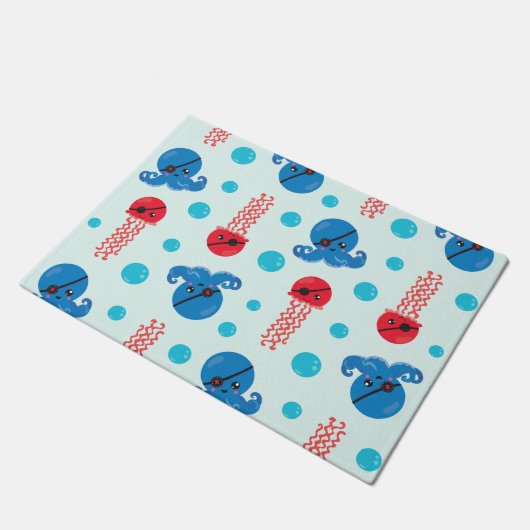 Pirate Octopus, Pirate Jellyfish, Zee Animals Deurmat (Schuin)