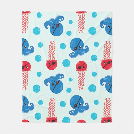 Pirate Octopus, Pirate Jellyfish, Zee Animals Fleece Deken (Voorkant)