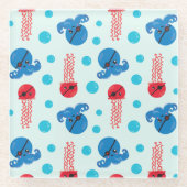 Pirate Octopus, Pirate Jellyfish, Zee Animals Glazen Onderzetter (Voorkant)
