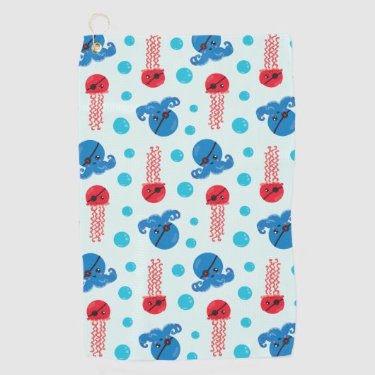 Pirate Octopus, Pirate Jellyfish, Zee Animals Golfhanddoek (Voorkant)