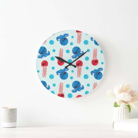 Pirate Octopus, Pirate Jellyfish, Zee Animals Grote Klok (Huis)